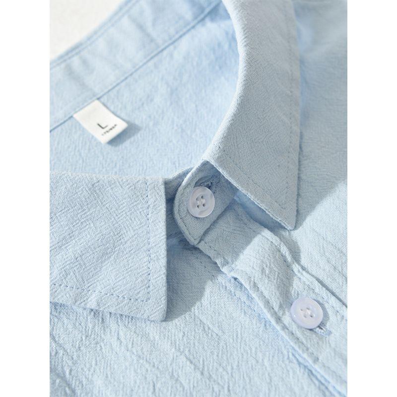 Summer Japan fashion Retro Simple Cotton and Linen Short sleeve Shirts Men's Casual All-matching Top Half Sleeve Linen Shirt Thin