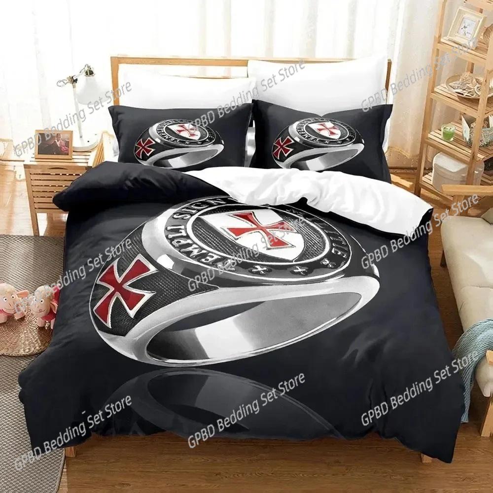 3D Print Christian Knights Templar Beding Set Bedrom Soft Modern Bedspreads Comefortable Soft Duvet Cover Comfortable Quilt Cover Pilowcase