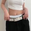 Leathers Womens Belt Fashion Double Grommet Belt Decorative Jeans Dress Blet
