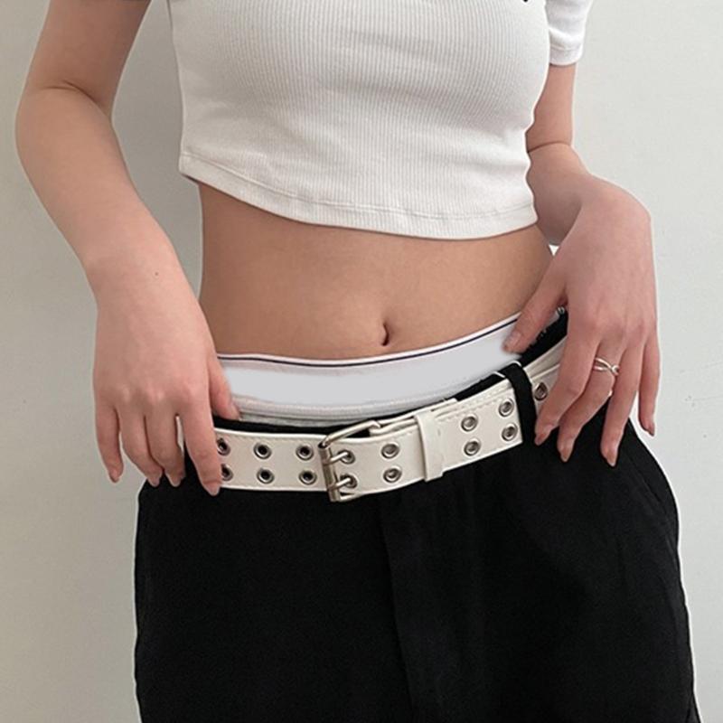 Leathers Womens Belt Fashion Double Grommet Belt Decorative Jeans Dress Blet
