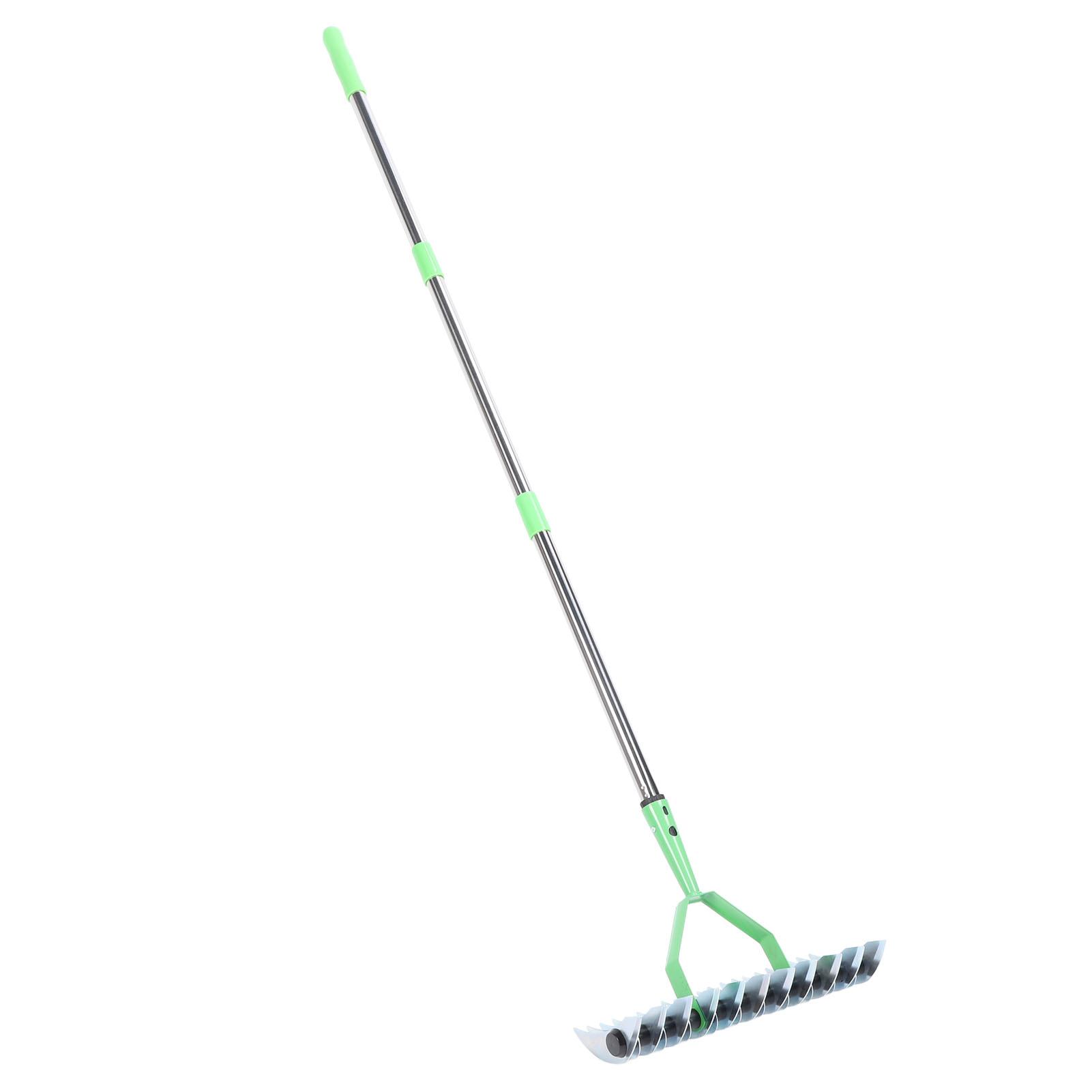

Thatch Rake 3 Sections Stainless Steel Dethatcher Lawn Rake Lawn Thatching Rake for Clearing Dead Grass зелёный