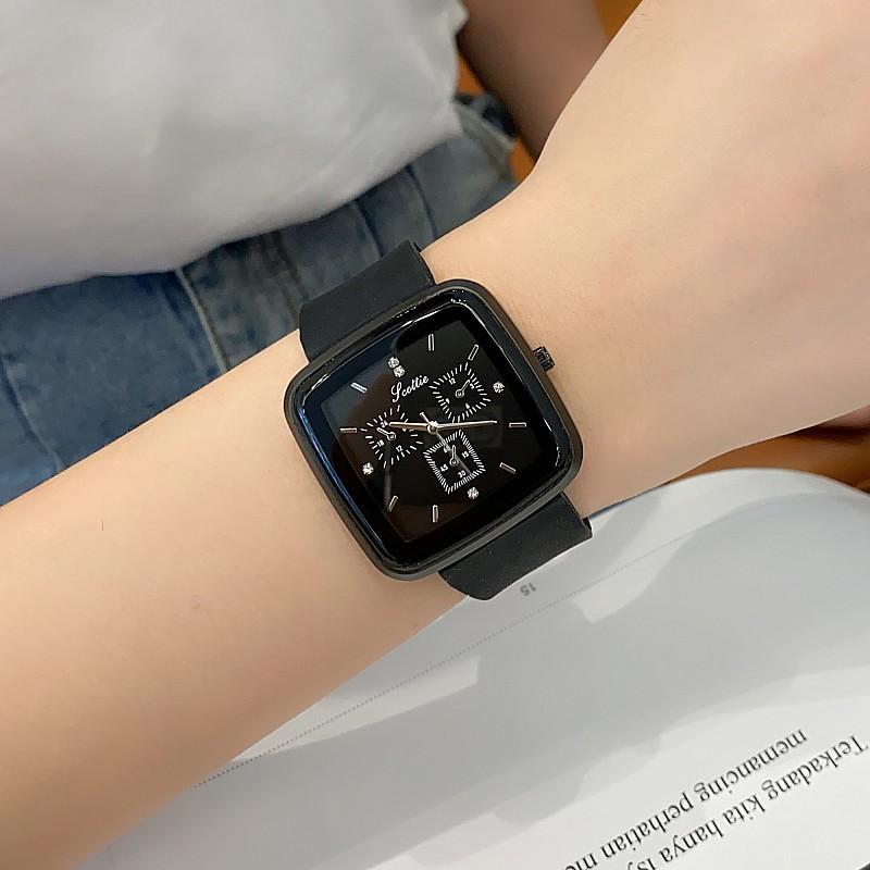 Big Dial Trend Fashion Watch Femininity Square Watch Glue Strap Neutral Women s Watch