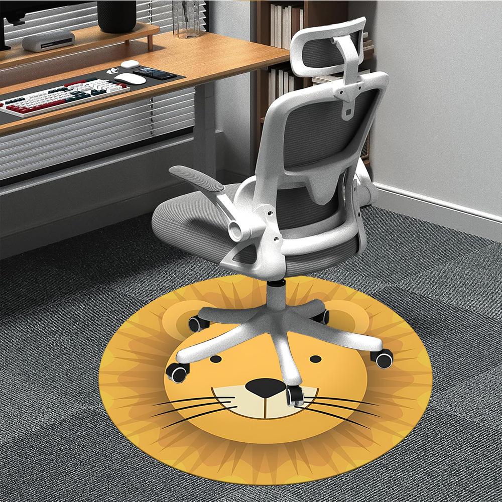 1pc Lion Face Chair Carpet for Office, Soft, Non-Slip Polyester Mat, Office, Living Room, Bedroom, Durable Polyester Yy251207147