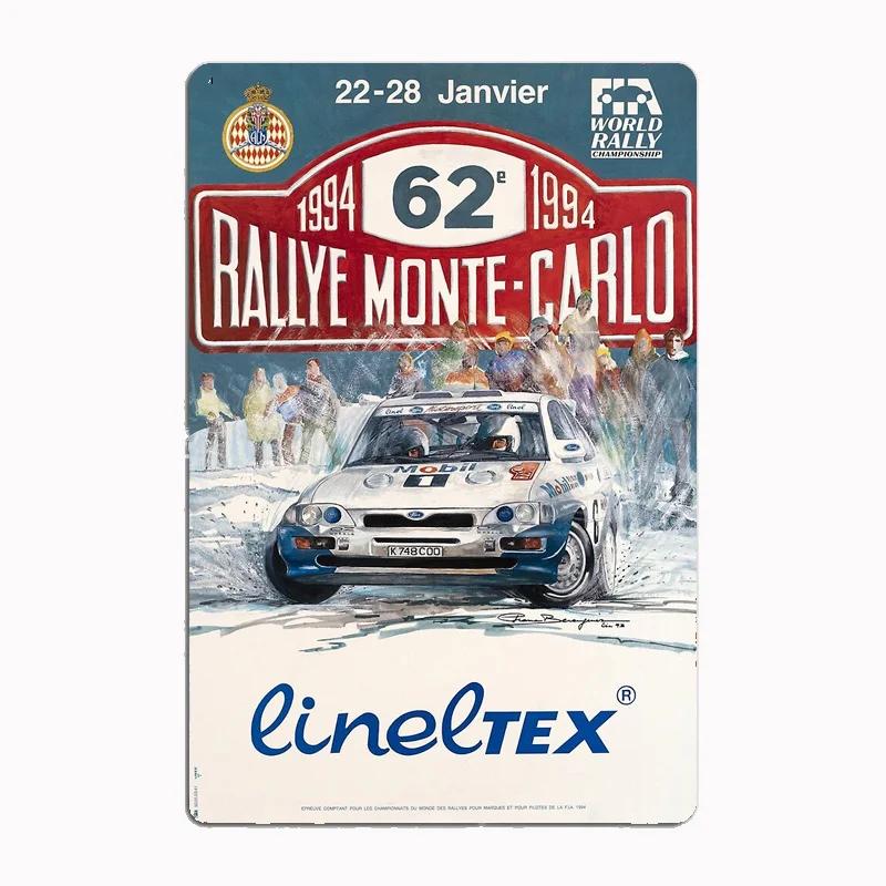 1994 Monte Carlo Rally Car Vintage Metal Poster Sign Club Custom Indoor Wall Tin Sign Room Decor Home Decor