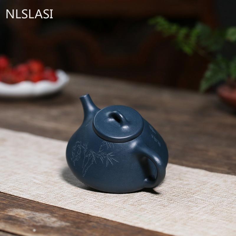 Authentic Yixing Tea Pots Purple Clay Filter Teapot Raw Ore Azure Mud Stone Scoop Kettle Handmade Tea Ceremony Supplies 200ml