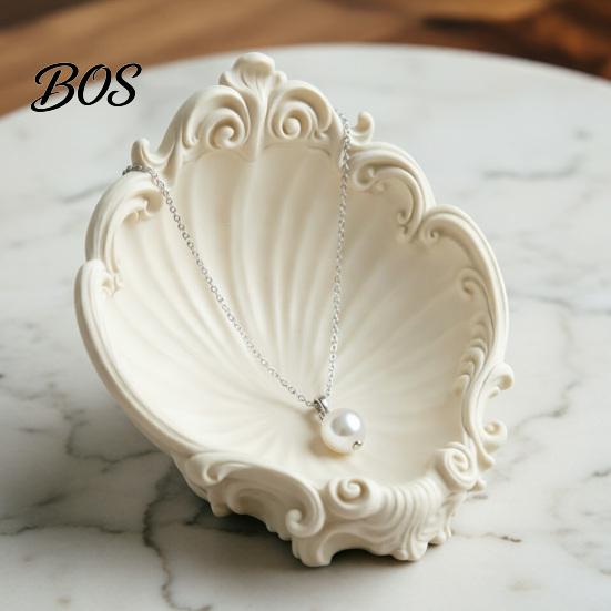 Ceramic Texture Storage Tray Baroque Shell Jewelry Tray, 3D Printed Dish Ornaments, Multi-purpose for Rings Earrings Bracelets Desktop Decoration