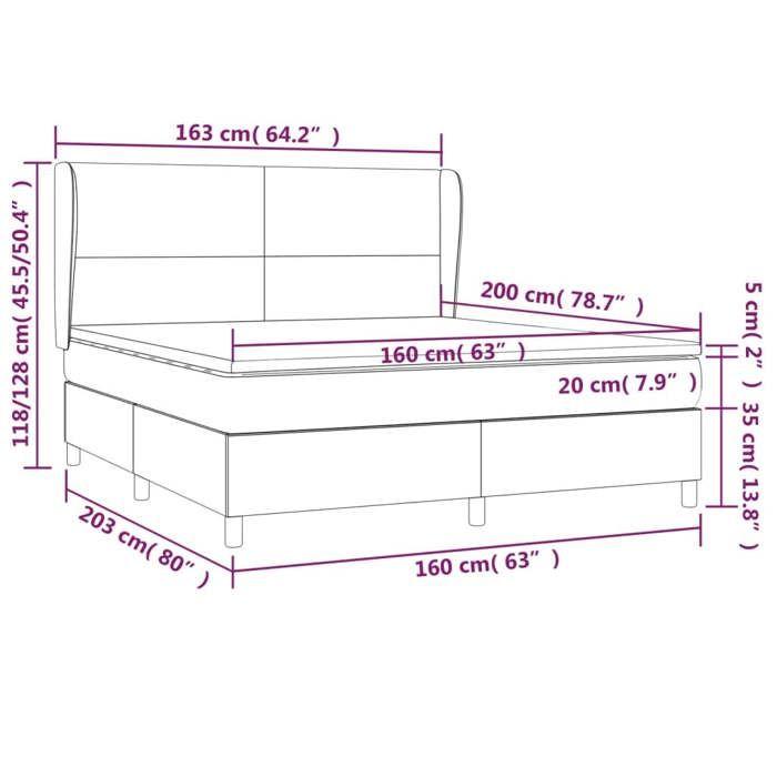 3128377 vidaXL Divan-lit Tapissier Avec Matelas Taupe 160x200 Cm Tissu