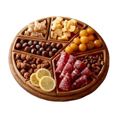 Trays for Serving Food Large Serving Tray with 8 Removable Compartments Wooden Platter Charcuterie Board for Snack Fruit Dessert