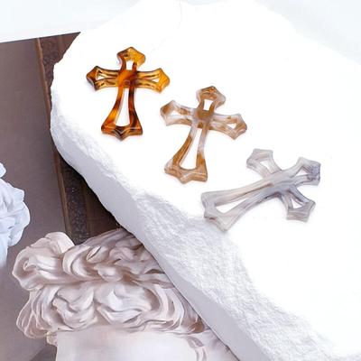 Acrylic Marble Pattern Cross Pendant Accessory