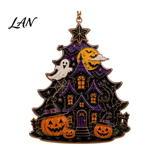Small Halloween Gifts for Kids Tree Acrylic Hanging Ornament, Pumpkin Ghost Skull Seasonal Trick or Treat Party Supplies Decor, Spooky Pendant