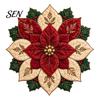 Holiday Table Decoration Crafts Quilted Fabric Poinsettia DIY Kit, Christmas Flower Patchwork Sewing Festive Reusable Ornament Set Crafting