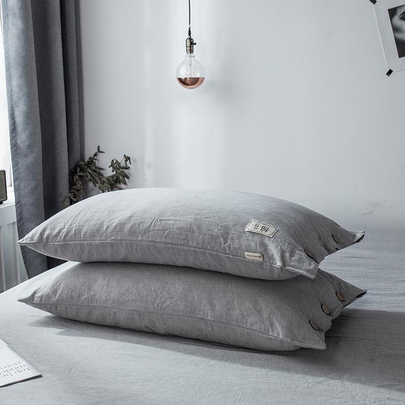 Zestaw 2 poszewek na poduszkę pojedynczą z czystej bawełny i lnu z wewnętrznym wkładem w całości bawełnianym, 48cm x 74cm