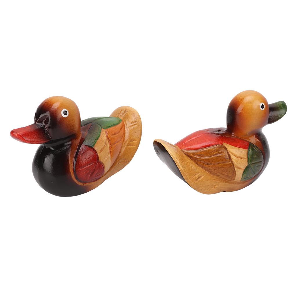 Wooden Mandarin Duck Statues Hand Painted Color Lasting Safe Paint Garden Bird Statue for Home Yard