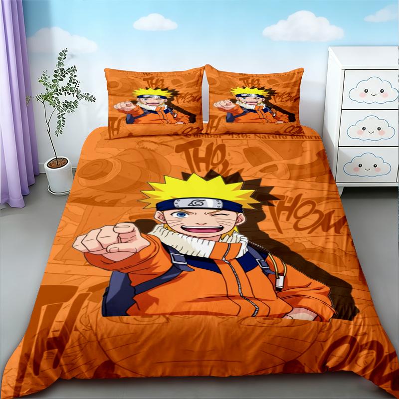 3pcs Duvet Cover Naruto Teens Japanese Anime Bedding Set Comfortable Breathable Quilt Cover Queen King Full Bedroom Decor