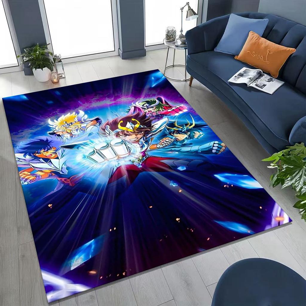 Retro Anime Saint Seiya Gold Saint Cartoon Rug for Bedroom Living Room Sofa Home Doormat Decor,Kids Play Non-slip Floor Mat Gift