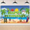 Bannière de fond tropicale joyeuse pour la retraite (2D) pour Fête, Photobooth et Streaming en direct