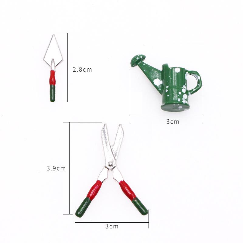 1:12 Outils de Jardinage Miniature Pelle Houe et Fourche pour Maison de Poupée Accessoires de Jardin de Fées Serpillère Seau Meubles Jouets pour Jeu d'Imitation