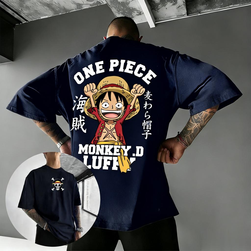 Bandai One Piece Luffy Print Kurzarm Locker Herren und Damen Sommer Pendeln Atmungsaktiv Sport Baumwolle T-Shirt 2026