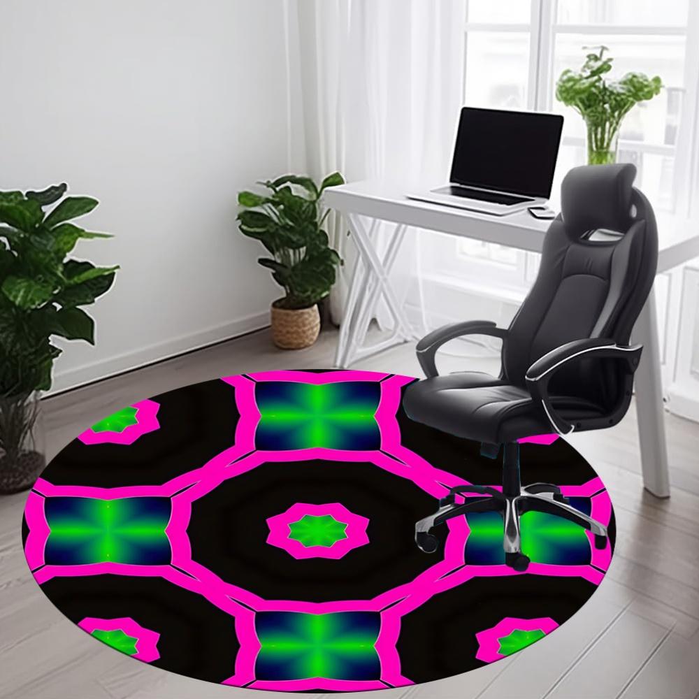1pc Kaleidoscope Pattern Carpet, Round Non Slip Durable Large Size Office Carpet, Suitable for Office