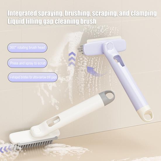 Cleaning Brush with Spray Function V-Shaped Bristles 360 Degree Rotating Brush Head 3-in-1 Design Spray Scrubber