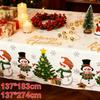Christmas Themed Party Tablecloth, Christmas Desktop Decoration, Santa Claus Snowflake Deer Pattern Tablecloth