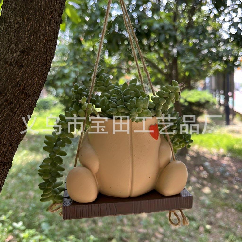Swing Animal Resin Pot Cute Style Garden Yard Art Deco Pendant Pot