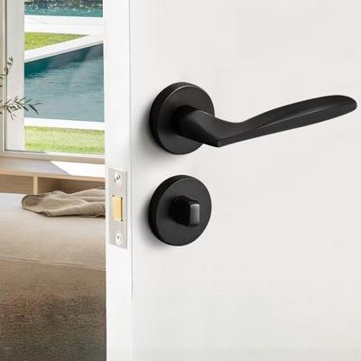 Hot Sale Matter Black Round Door Lever Handle Single-Sided Invisible Door Lock Zinc Alloy Privacy Door Knob Lock Set for Bedroom