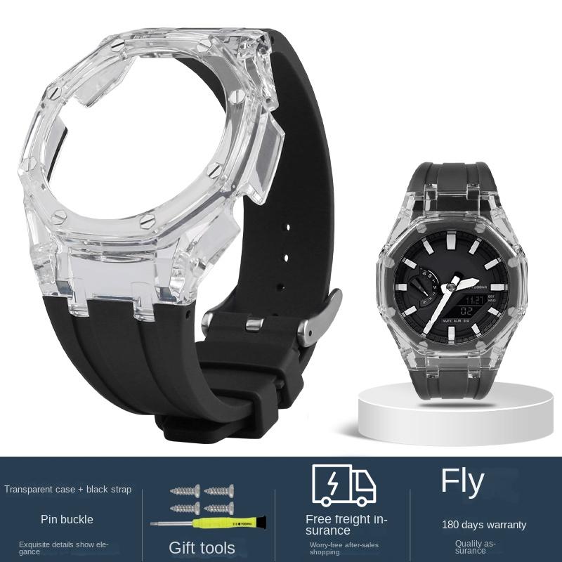 Dla Casio G-SHOCK GA-2100 Zmodyfikowana koperta na pasek Glacier Przezroczysta Galaretkowa Koperta PC Żywiczny pasek Akcesoria osobowościowe do zegarka GA2100