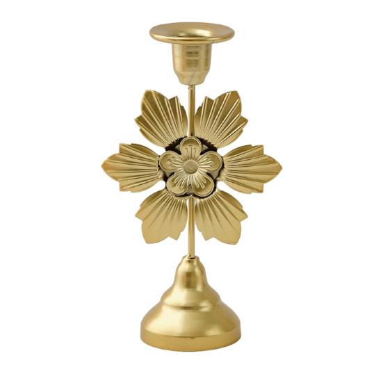 Decorative Vintage Candle Stand Metal Holder, Romantic Candlestick Dinner Table Centerpiece, Retro Style Decor Aged Texture for Wedding Party and Home