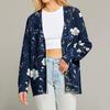 Women's Fashion Long Sleeve Print V-Neck Button Loose Cardigan Top