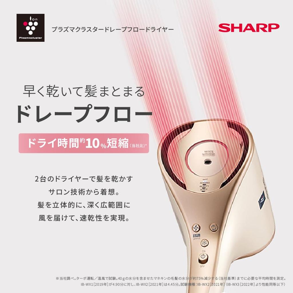 Sharp Hair Dryer Plasma Cluster Beauty Drape Flow Fast Drying Compact BEAUTY Mode Frozen White IB-WX3-W