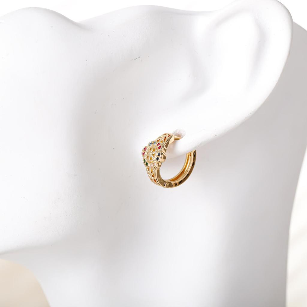 Exquisite Micro-Set Colored Diamond Flower Earrings - Light Luxury Zircon Women's Accessories.