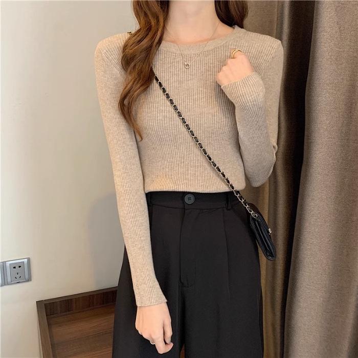 Women s Black Slim Fit Long Sleeve Knit Sweater One Size 1224₽
