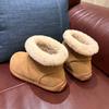 Fashion Big Potato's new leather fur minimalist style high top with added fur, big potato snow boots with plush, fashionable and casual