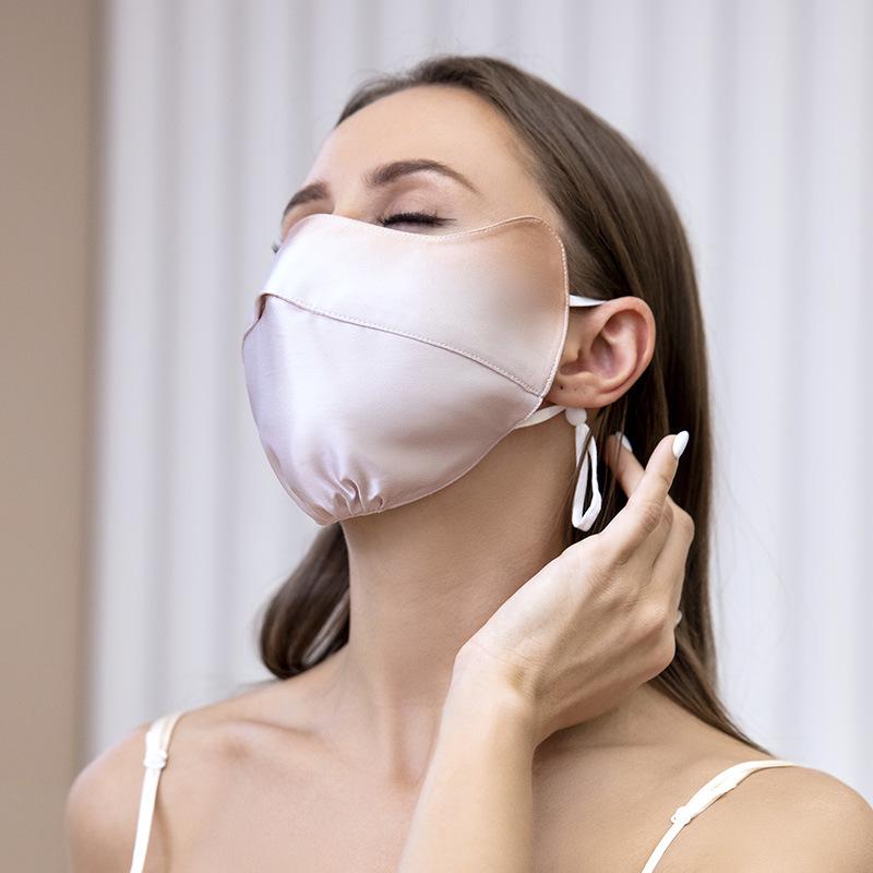 Silk Sunscreen Mask for Sensitive Skin - Blush Gradient, Breathable UV Protection, Full Face Coverage with Mulberry Silk Eye Corners.