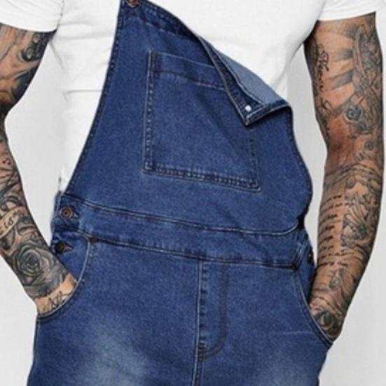 Denim Overall Shorts Solid Color Shoulder Straps Summer Hip Hop Adjustable Short Jean