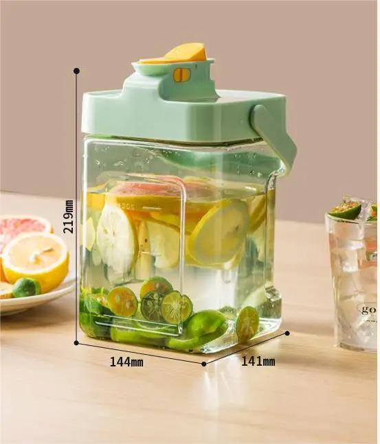 Fashion Cold Water Pitcher Large Capacity Outdoor Picnics Lemonade Juice Bottles Cold Kettle with Faucet Iced Beverage Dispenser