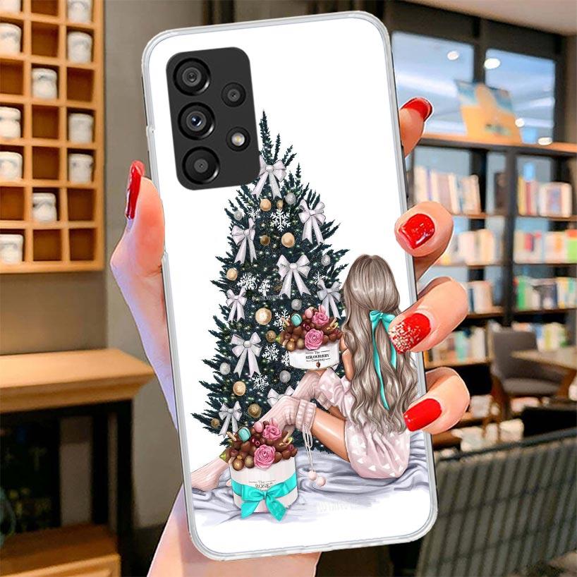 Christmas Girls Tree Gift Phone Case For Samsung Galaxy A17 A37 A57 A16 A26 A36 A56 A15 A25 A35 A55 A14 A24 A34 A54 A13 A23 A33