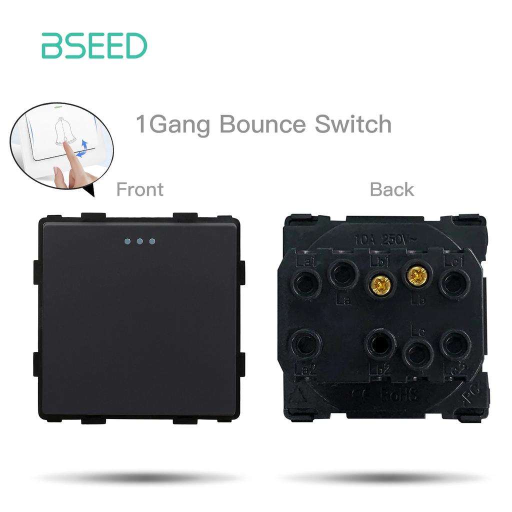 BSEED EU/FR Wall Power Socket USB Plug 1/2/3Gang Mechanical Switches Function Parts Matte Plastic Frames Free Combination Black