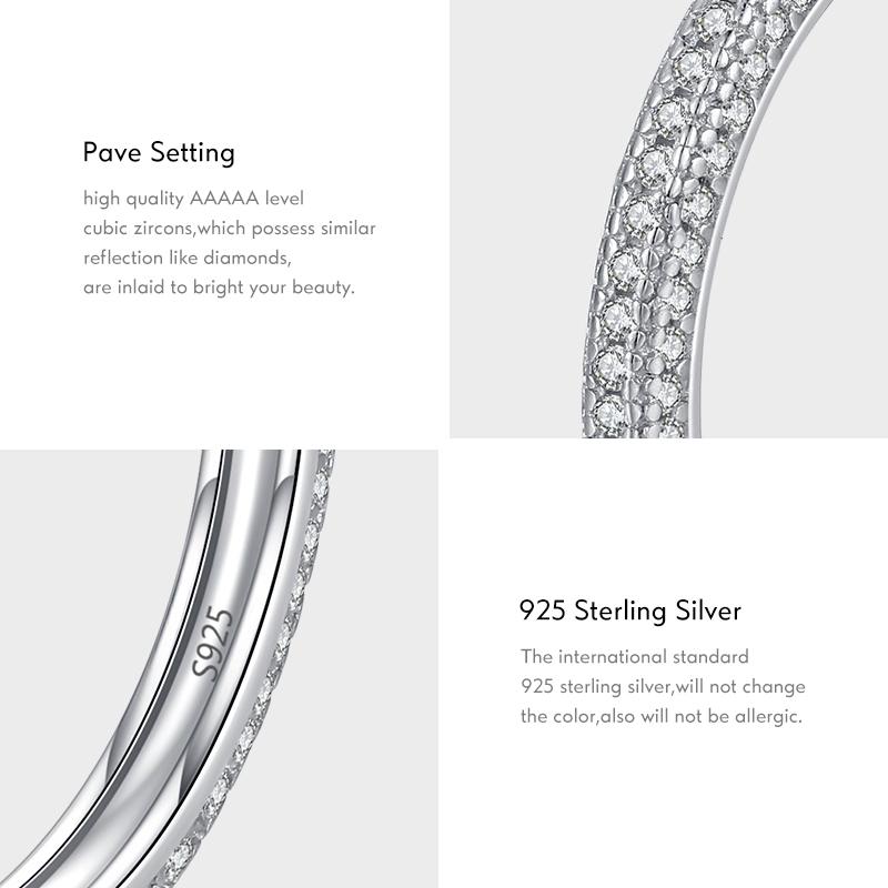 MODIAN 925 Sterling Silver Luxury Finger Rings For Women Sparkling Clear CZ Wedding Engagement Band Fine Jewelry