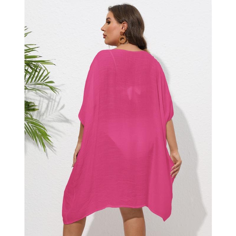 Women Plus Size Hand Crochet Floral Patchwork Cover Up Dress Loose Beach Bikini Cover Up Outerwear