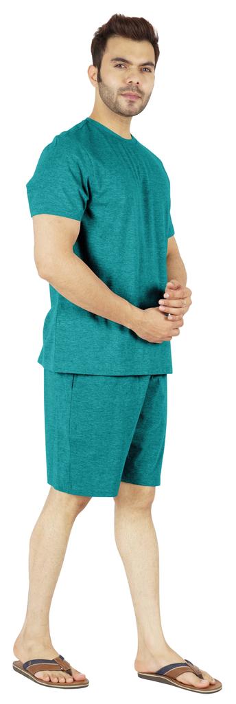 Inkmeso Solides Baumwoll-2-teiliges Nachtwäsche-Set Sommer-Shorts und T-Shirt-Set für Herren Schlafbekleidung Klassischer Pyjama