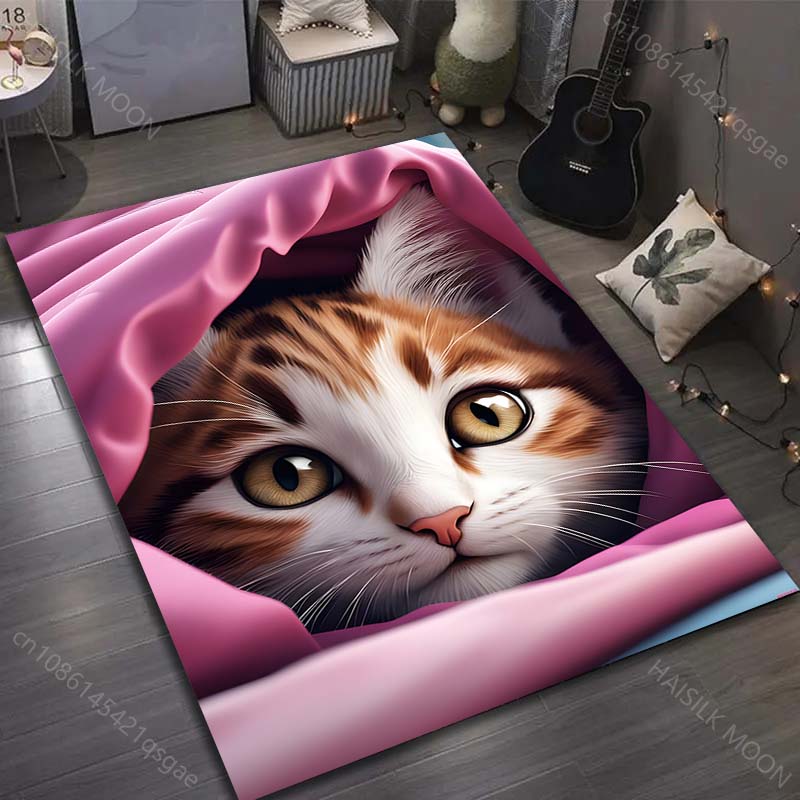 Cat Sticking Its Head Out Pattern Carpet for Bedroom Living Room Bedside Sofa Floor Mat Modern Home Decor Area Rug Large Size