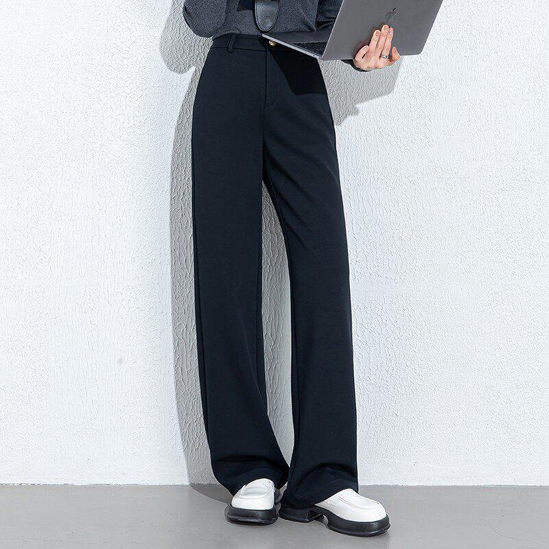 Women's High Waist Tencel Slim Straight Leg Pants - Spring 2026 Casual Wide Leg Trousers