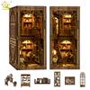 Non-Toxic Diy Retro Bookstore Bookshelf Model 3D Wooden Puzzle Assemble Book Nook Shelf Miniature Building Kits Handmade Toys