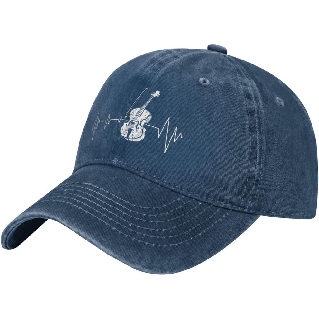 Violin Heartbeat Baseball Cap Washed Cotton Adjustable Curved Brim Dad Hat for Unisex