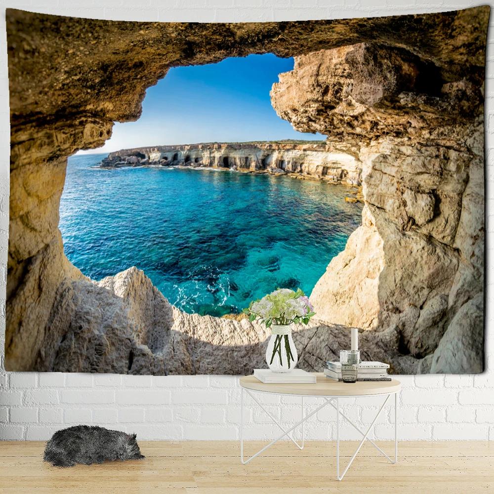 Forest River Wall Tapestry - Nature Landscape HD Print, Calming Waterfall Scene for Bedroom & Living Room Decor