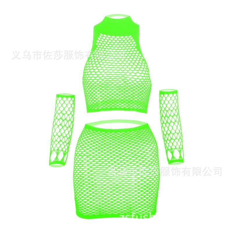 Sexy Underwear, Hollowed-out Tight Mesh, Sexy Long-sleeved Perspective Hip Skirt, Uniform Temptation