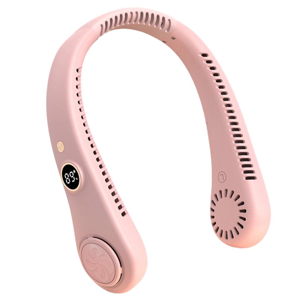 Digital Display Foldable Neck Fan Portable Wearable Personal Fan with Five Adjustable Speed Settings and Rechargeable Battery for Indoor Outdoor Use