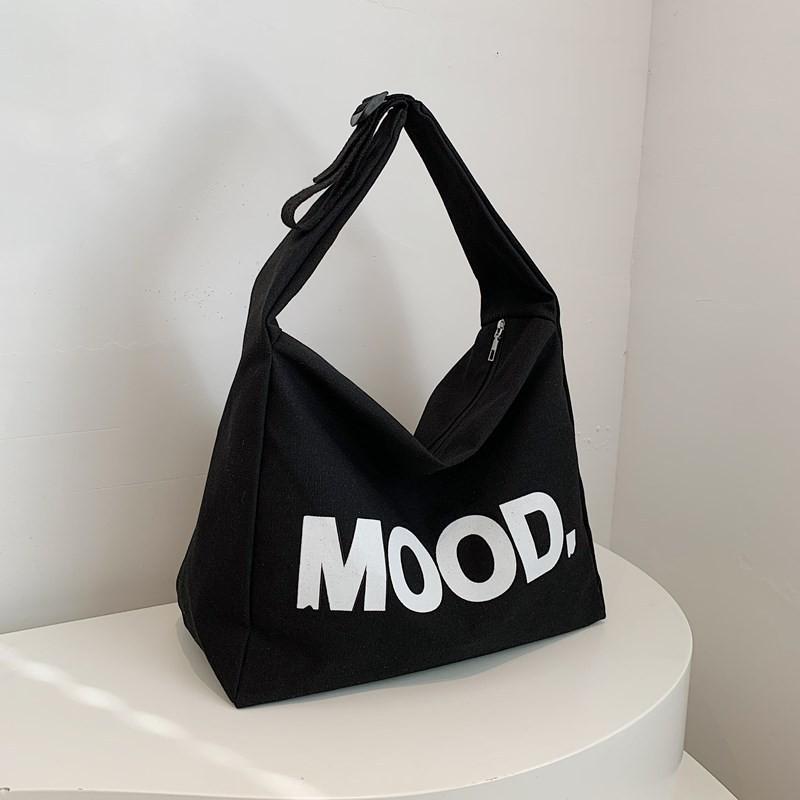 

Stylish Canvas Tote Bag For Women In Black White Coffee Gray Ideal For College Students чёрный